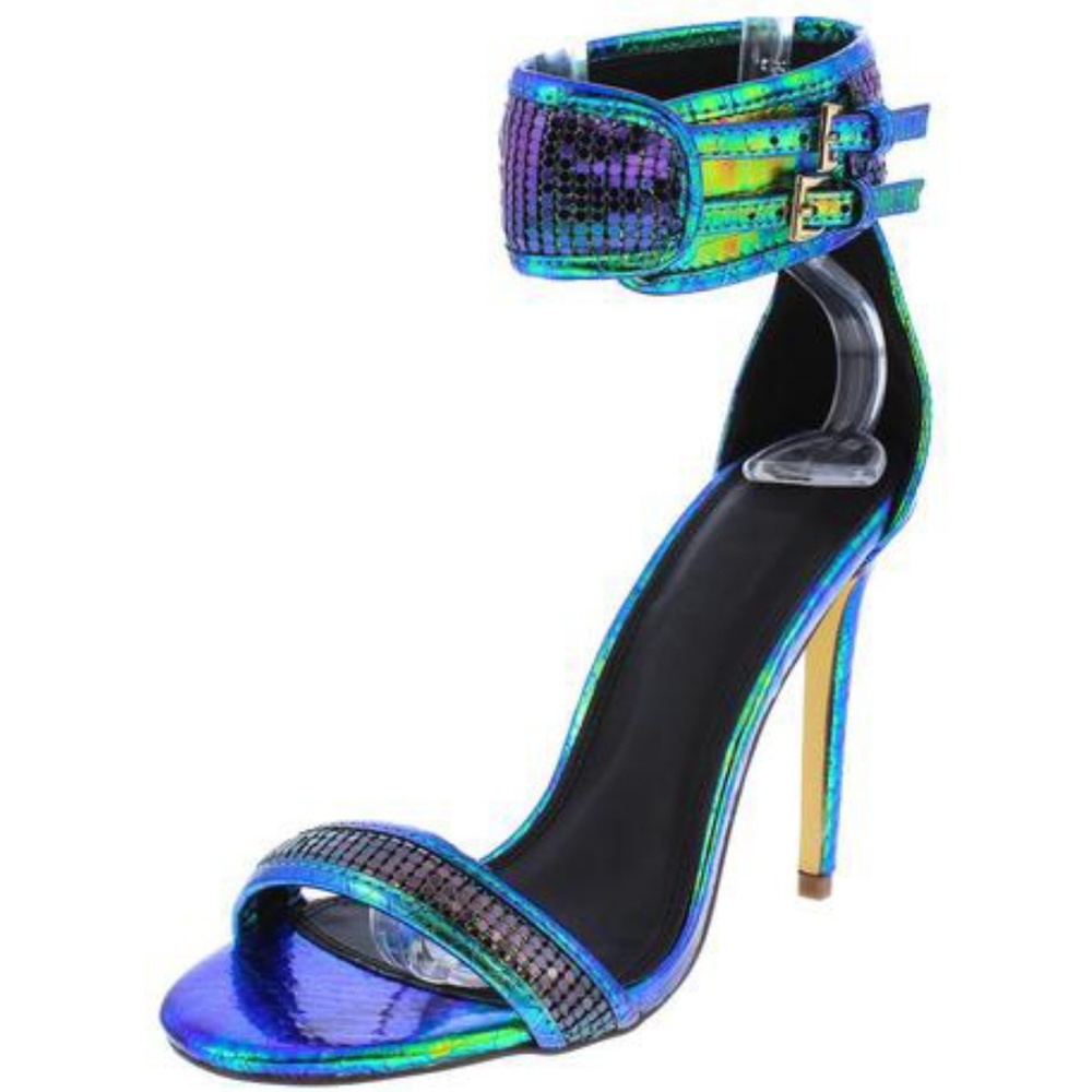 Mermaid Holographic Iridescent Open Toe Heel - Picture 5 of 8